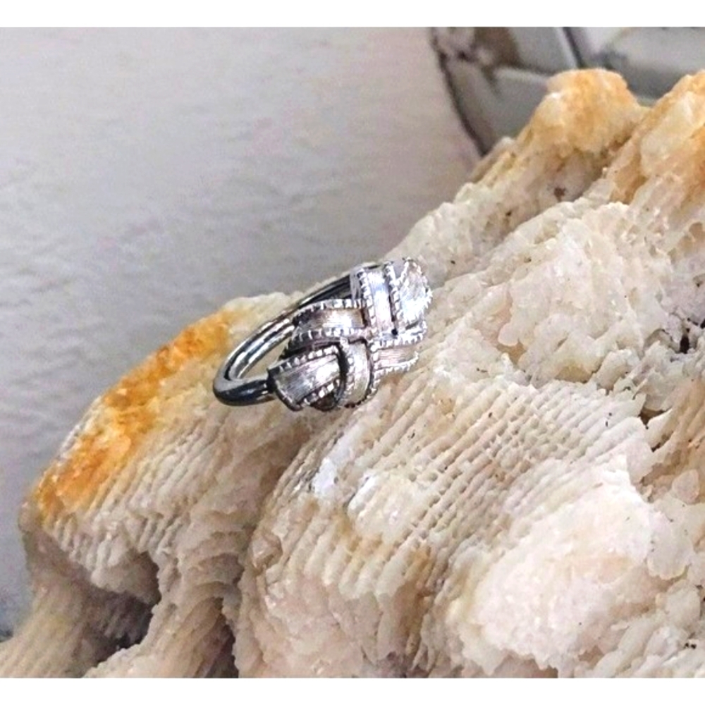 Silver Bow Ribbon Ring SZ 6.5